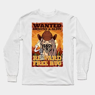 Wanted Social Distancing Free Hug Cool Cowgirl Sunset Gift Long Sleeve T-Shirt